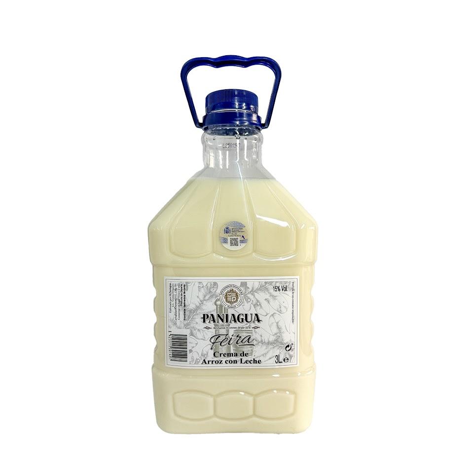 Garrafa PET 3 litros de Crema de Arroz con Leche Paniagua 15% vol, elaborada en Galicia